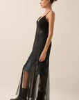 Sheer Maxi Layering Dress- Black