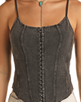 Corset Mineral Wash Tank- BW20T03249 - Black