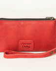 Leather Wallet with Wrist Strap: Red: ADBG811F
