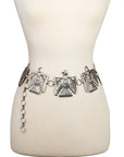 Etched Tribal Bird Concho Belt- Silver- S/M