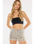High Rise Denim Cheetah Short-