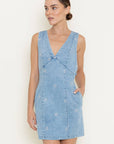 Daisy Embroidered Sleeveless Denim Dress-