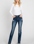 MidRise Slim Straight Cuff Hem- 32inseam- Dark-