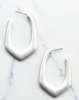 Geometric Semi-Hoop Earring- Silver