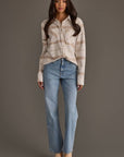 Cream, Tan & Gray Plaid Button Up