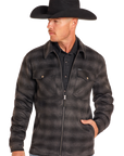 Plaid Full Zip Shacket- BM92C04326- Black