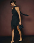 Halter Lace Neck Dress- Black