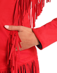 Western Microsuede Jacket- Red- DW93C04158-