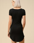 Lace Up Front Detail Short Sleeve Mini Dress