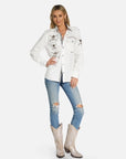 Torry Soul Skull Boyfriend Shirt- White-