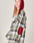 Multi-Colored Plaid Shacket with Hood