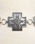 Etched Cross Concho Belt Silver