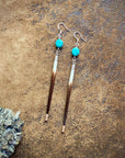 Porcupine Quill & Turquoise Earrings, with Silver Earwires
