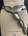 Handmade Oval Leather Belt with Silver Plated Concho- B317- Black