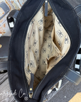 The Homestead Cowhide Checkered Tote Carryall: Black