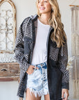 Checkered Hooded Shacket- MJ1065 - Black