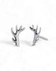 Sterling Silver Tiny Antler Post Earrings 5x9mm