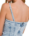 Light Wash Denim Cami Dress with Pockets- DTS-1930A5