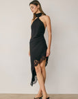 Halter Lace Neck Dress- Black