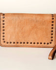 Distressed Leather Wallet with Crossbody Strap: Brown: NMBG129A