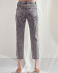 Acid Wash Black High Rise Slim Straight