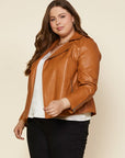 Vegan Leather Open Front Jacket