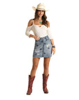 Denim Skirt with Star Print