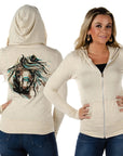 Zip-Up Hoodie- Oat- Horse-