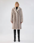 Elixir Luxe Faux Fur Trench Coat- Grey Natural -