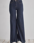 Front Seam Straight Wide Leg Denim- Dark Wash- PW505