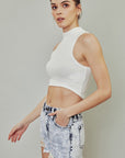 Acid Wash High Rise Mom Short with Distressed Hem KC9145AC
