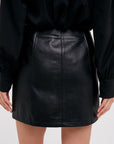 Vegan Leather A-Line Skirt- Black