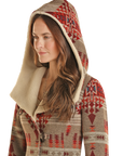 Long Aztec Sherpa Lined Wool Coat