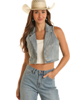 Denim Fringe Vest- BW98D03548-