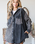 Checkered Hooded Shacket- MJ1065 - Black