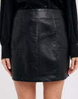 Vegan Leather A-Line Skirt- Black