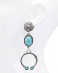 Squash Blossom Drop Earring in Silver with Turquoise