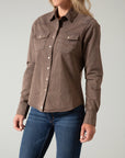 Kaycee Denim Top- Brown-