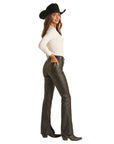Black Pleather High-Rise Bootcut