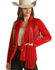 Red Suede Fringe Jacket - BW92D03030