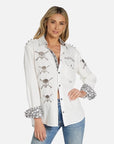 Torry Soul Skull Boyfriend Shirt- White-