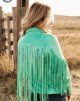 Shimmer and Shine Suede Jacket- Turquoise-