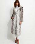 Kathmandu Luxe Faux Fur Trench Coat - Snow Leopard