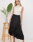 Black Satin HighLow Wrap Skirt