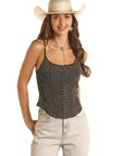Corset Mineral Wash Tank- BW20T03249 - Black