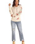 Lightweight Waffle Hoodie- Cream Embroidered - LW94T04624