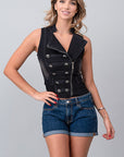 Denim Oblique Cut Vest/Tank- Black