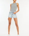 Light Wash High Rise Short- Side Panel - KC6357L