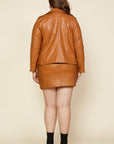 Vegan Leather Open Front Jacket