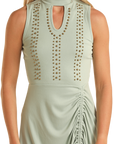 Ribbed Hi-Low Dress- Aqua